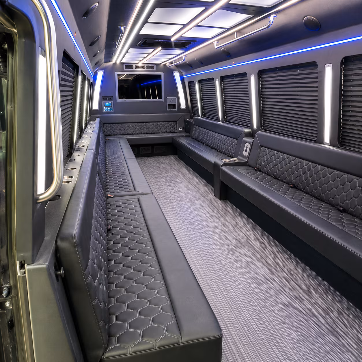 huntington beach 40 passenger party bus interior