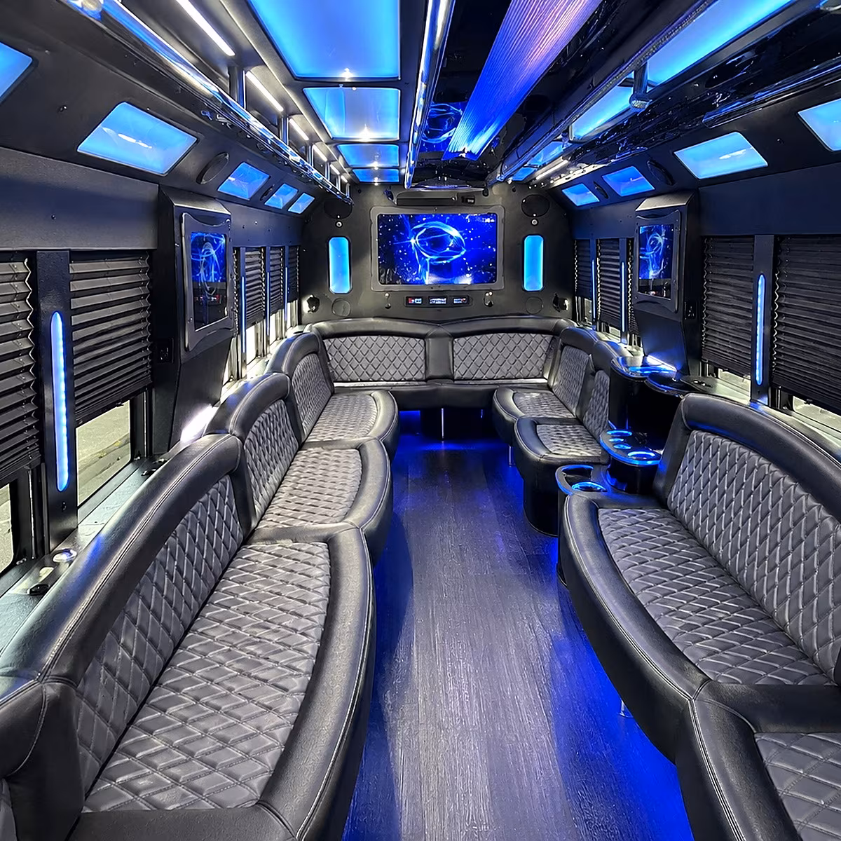 huntington beach 50 passenger party bus interior