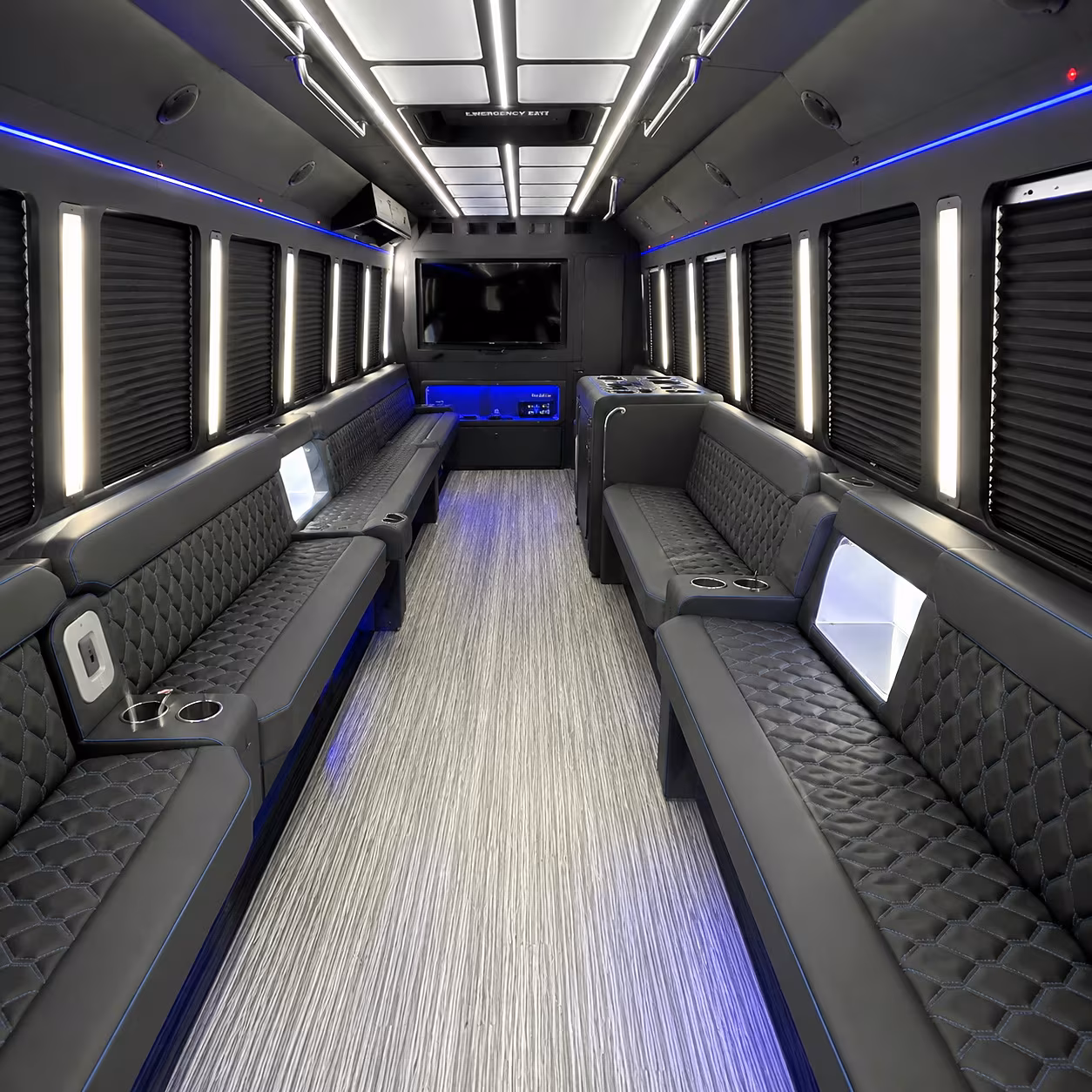 huntington beach party bus rental interior